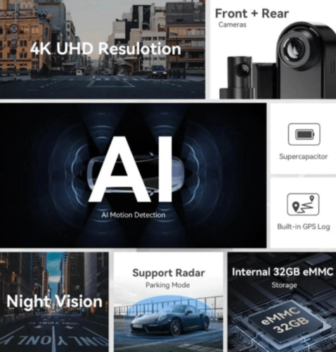 داش كام DDPAI N5 DUAL - 4K أمامية + خلفية