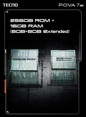 تكنو بوفا 7 ذاكرة داخلية 256 جيجابايت وذاكرة رام 8...