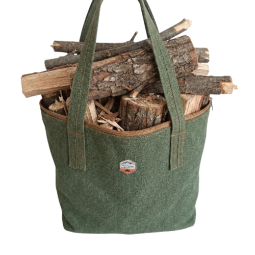 كيس حطب خفيف أخضر سحاب