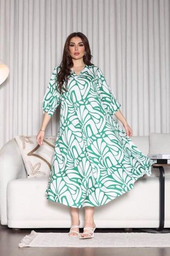 جلابية روز قطن خفيف صيفية ميدي ( رقبة سبعة )