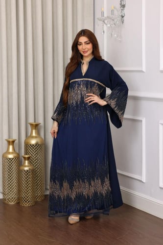 جلابية كريب بإضافة التل المطرز بالترتر