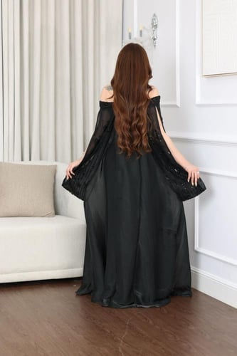 فستان اورجنزا وتل مطرز