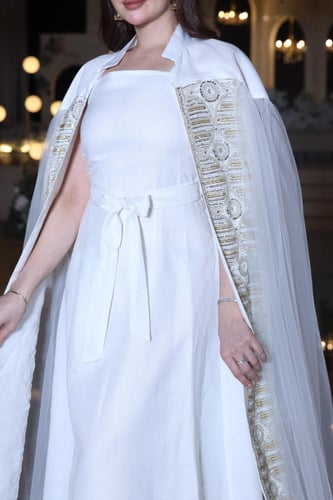 جلابية قطعتين كويتية لينن ومشلح تل مدموج بلينن مطر...