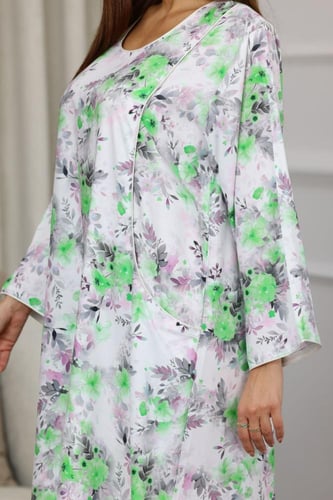 جلابية روز قطن خفيف صيفية طويلة ( رقبة دائرية و جي...