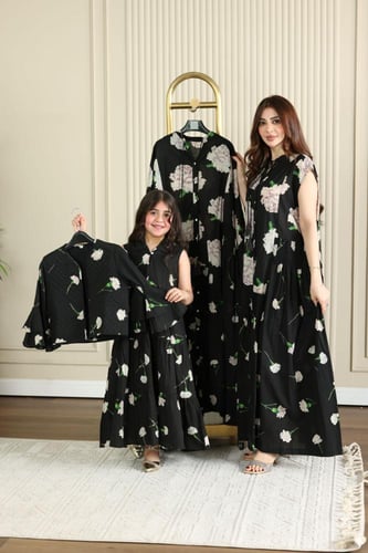 جلابية قطن قطعتين ( نسائية ) ربيعية بنقوشات جميلة