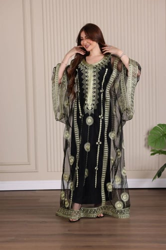 جلابية ( نشل ) بالتل والتطريز الذهبي