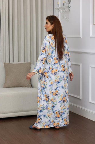 جلابية روز قطن خفيف صيفية طويلة ( رقبة دائرية و جي...