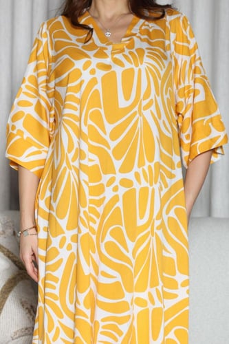 جلابية روز قطن خفيف صيفية ميدي ( رقبة سبعة )