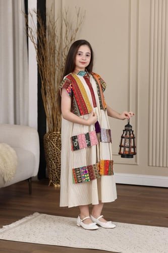 جلابية لينن رمضانية برتوش جميلة ( بناتي )