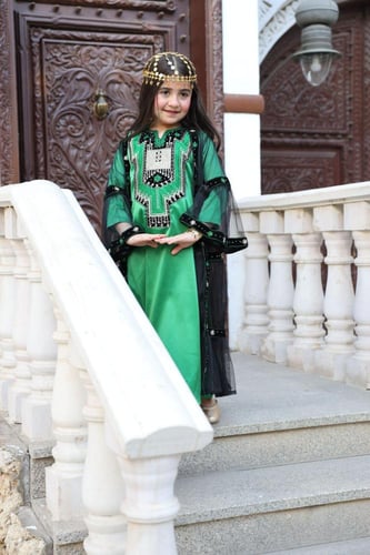 جلابية ( بناتية ) بخام ساتان والتل العربي التراثي