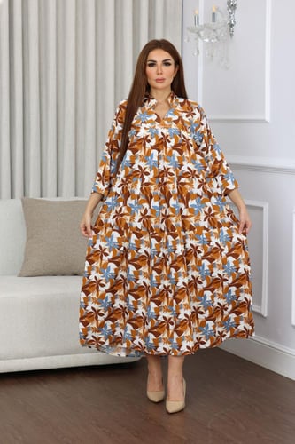 جلابية روز قطن خفيف صيفية طويلة ( رقبة سبعة )