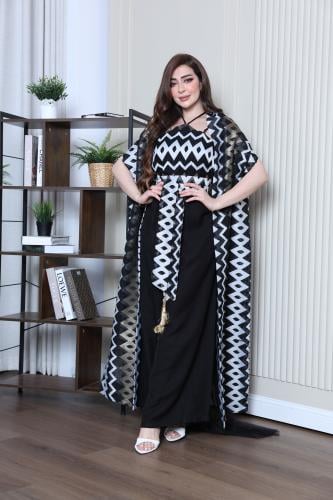 طقم افرول جميل مع شال طويل ابيض وذهبي متصل بتل في...