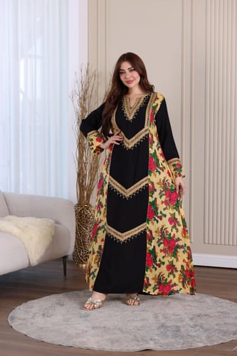 جلابية لينن ممزوجة بخام شالكي جانبي وكلفة شمالية ل...