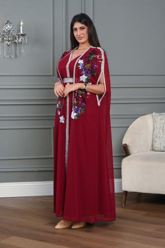 جلابية قطعتين بالبشت المطرز بالورود