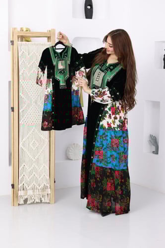 جلابية مخمل بتطريز عسيري وكلفة جنوبية تراثية وقماش...