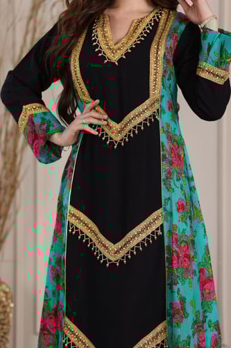 جلابية لينن ممزوجة بخام شالكي جانبي وكلفة شمالية ل...