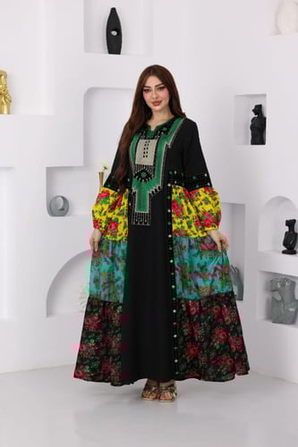 جلابية بتطريز عسيري وتداخل الكلفة الجنوبية التراثي...