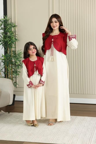 جلابية لينن ( نسائية ) بسديري عودي وتطريز كمبيوتر...