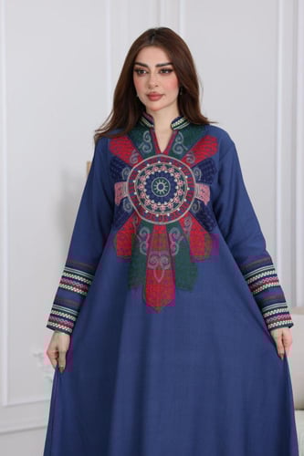 جلابية كريب بحريني مطرزة بألوان جميلة