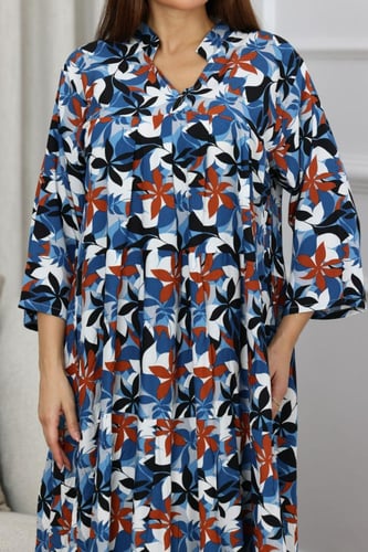 جلابية روز قطن خفيف صيفية طويلة ( رقبة سبعة )