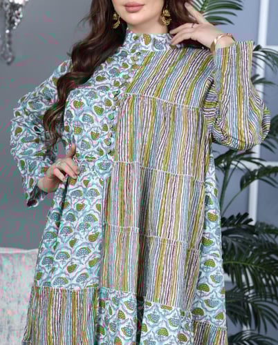 جلابية كلوش قطن 100% بتشكيلة نقوشات رائعة