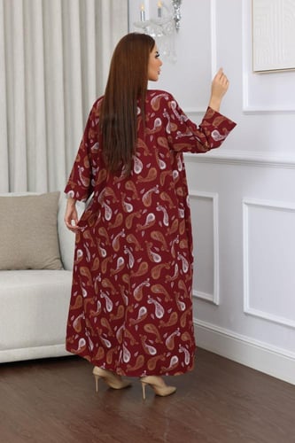 جلابية روز قطن خفيف صيفية طويلة ( رقبة سبعة )