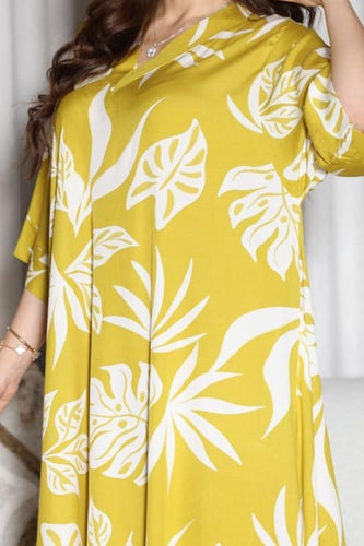 جلابية روز قطن خفيف صيفية ميدي ( رقبة سبعة )