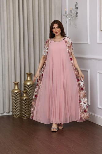 جلابية جورجيت كسرات وجوانب ترتر مطرز