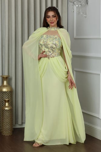 فستان جورجيت ملكي قطعتين بتطريز ترتر في الصدر