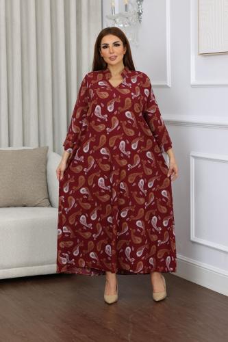 جلابية روز قطن خفيف صيفية طويلة ( رقبة سبعة )