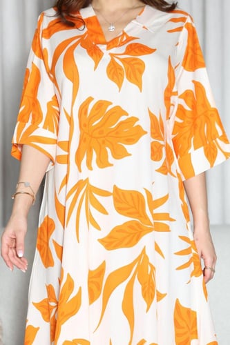 جلابية روز قطن خفيف صيفية ميدي ( رقبة سبعة )