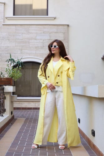 جلابية اربع قطع لينن أنيقة – فخامة التنسيق وحرية ا...