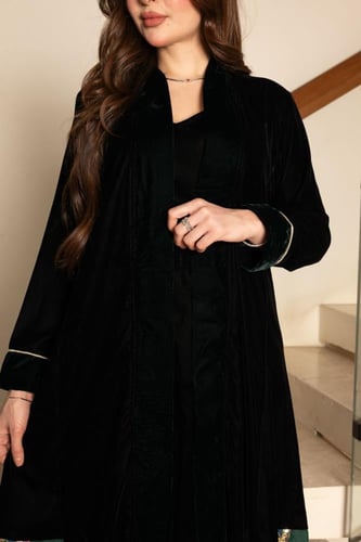 جلابية مخمل قطعتين ممزوجة بخامة لينن