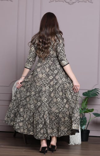 جلابية قطن مشجرة ذهبي