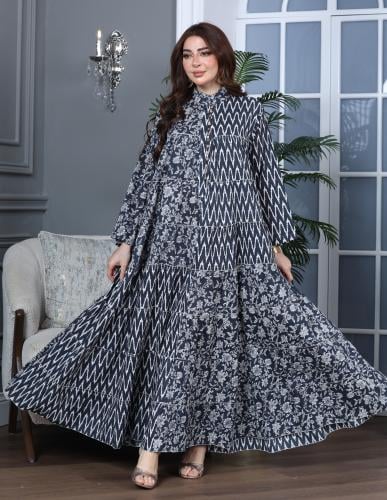 جلابية كلوش قطن 100% بتشكيلة نقوشات رائعة