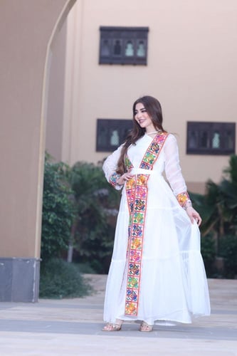 جلابية رمضانية وبشت تل وكلفة جميلة ملونة من الامام...