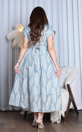 جلابية لينن كت مشجر صيفي انيقة