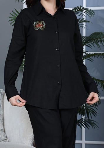 طقم لينن بتطريز فراشة