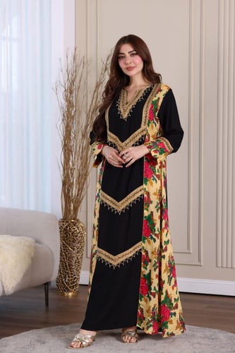 جلابية لينن ممزوجة بخام شالكي جانبي وكلفة شمالية ل...