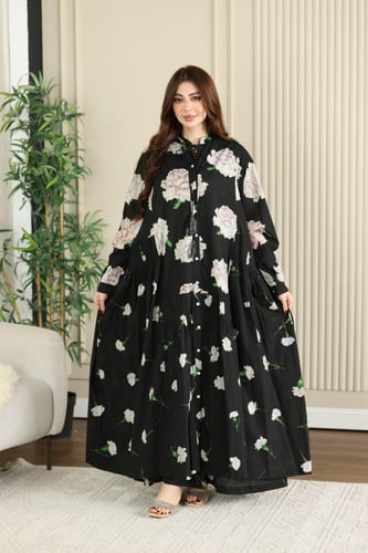 جلابية قطن قطعتين ( نسائية ) ربيعية بنقوشات جميلة