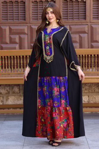 جلابية كريب بحريني وشالكي بحزام داخلي مخفي