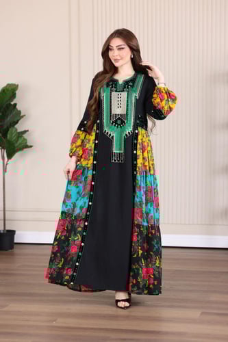 جلابية بتطريز عسيري وتداخل الكلفة الجنوبية التراثي...