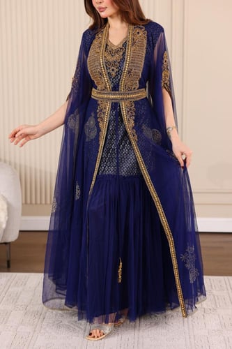 جلابية قفطان قطعتين فراشة بتطريز فخم و بطانة دانتي...