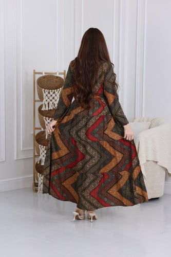 جلابية رايون قطن مشجرة بتطريز خفيف في الصدر