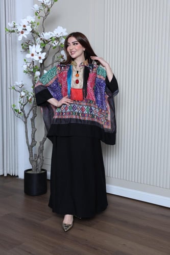 جلابية قطعتين وبرنت مشجر متنوع