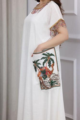 جلابية لينن بصورة الهوية الوطني في بالجنب