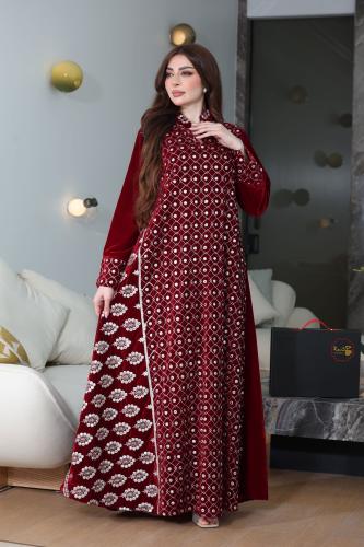 جلابية مخمل بتطريز كمبيوتر