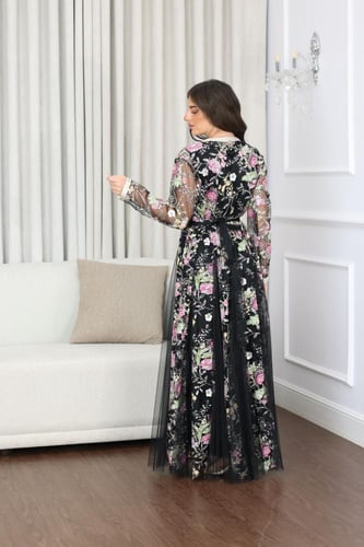 جلابية قفطان مغربي سهرة قطعتين من الساتان والتل ال...