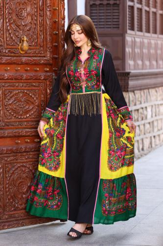 جلابية لينن بممزوجة بأجمل اقمشة المنديل الشالكي ال...