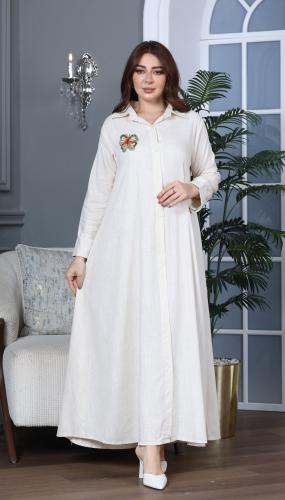 جلابية لينن بتطريز فراشة